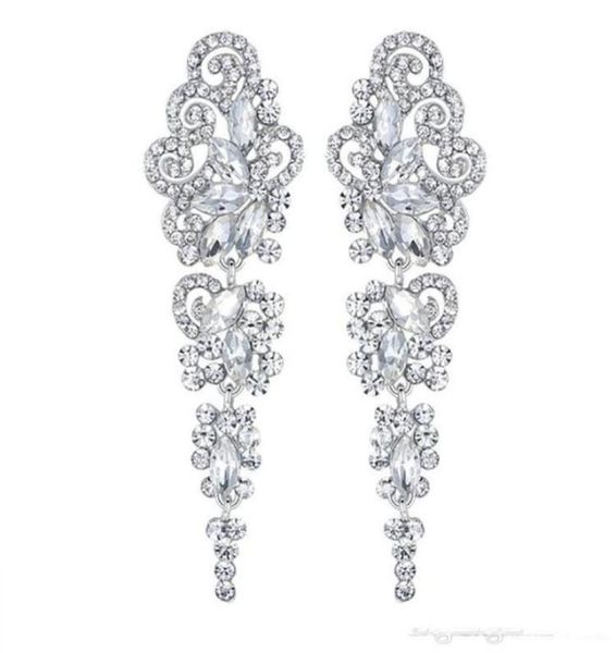 

2020 bridal jewelry star moon circular new clover anti allergy star moon silver diamond pierced bridal earrings 5513775, White