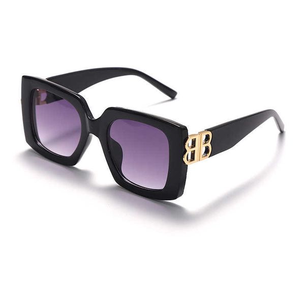 

new b family large frame women's net red street shooting square trend versatile sunglasses, White;black