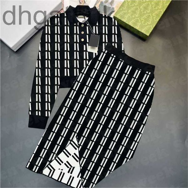 

two piece dress designerpolo letter sweaters clothing sets womens designer knitting hoodie high waist wrap hip skirts 4al7, White