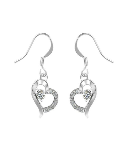 

yoursfs 6 pairsset ladies love pendant dangle earrings wedding bride crystal wedding jewelry gift9477937, Silver