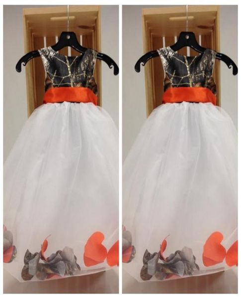 

custom camo oneck flower girls dresses petal adorned birthday party gowns camouflage outside real tree formal kids3455190, White;blue