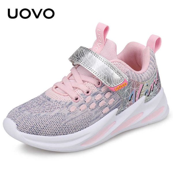 

athletic outdoor uovo kids sport running footwear 2021 autumn children breathable mesh shoes girls fashion sneakers #27-35 p230404, Black