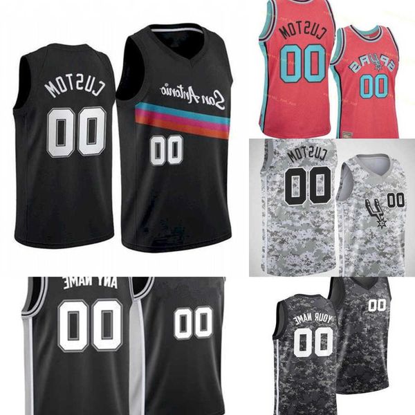 

75th custom men youth san antonio''spurs''1 lonnie walker iv 15 joe wieskamp 30 thaddeus young 31 keita bates-diop baske, Black;red