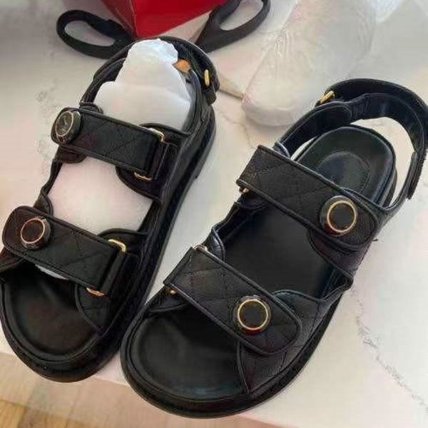 

luxury designer classic sandals black white color silver women slippers slip leather sandals womens hook and loop casual shoes size 35-42