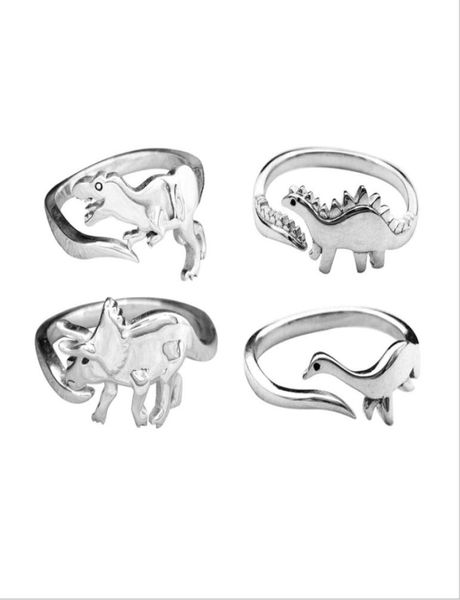 

50pcslot mixed silver plated alloy metal open dinosaurs animal rings individualistic for woman and men9956919, Golden;silver