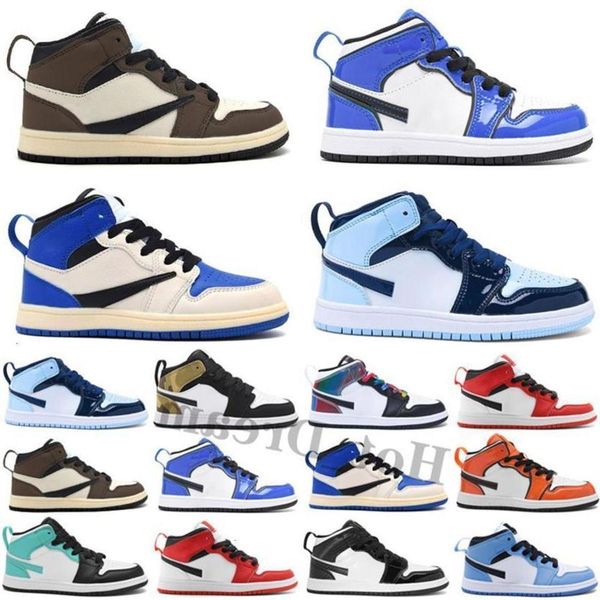 

athletic & jumpman 1s kids shoe j1 og children brown sports sneakers pine green game royal chaussures zapatos baby toddler, Black