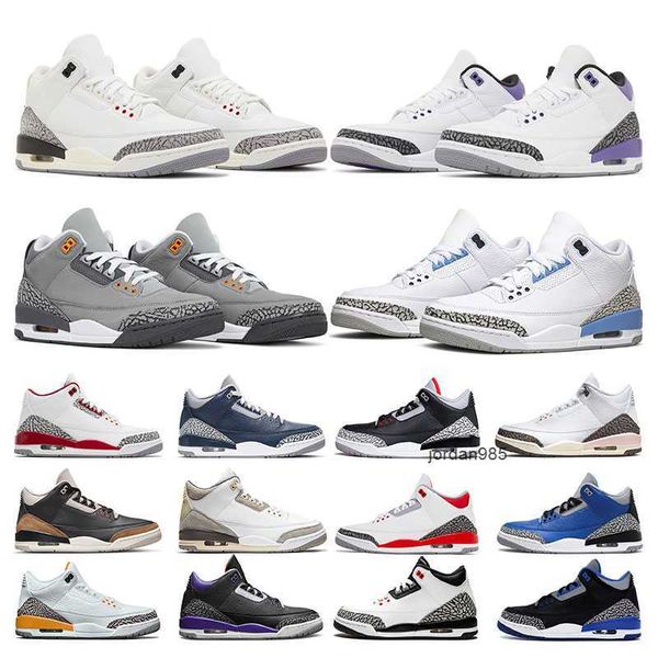 

men basketball shoes 3 3s sports running sneakers unc cardinal red dark iris white cement reimagined cool grey a ma maniere muslin womens og, Black