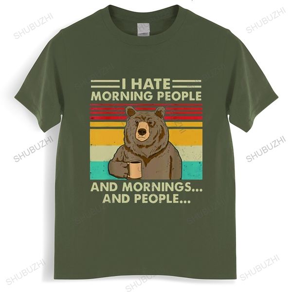 

men's t-shirts i hate morning people and mornings and people t shirt funny-bear drink coffee lover cute lazy animal retro t-shirt 23040, White;black