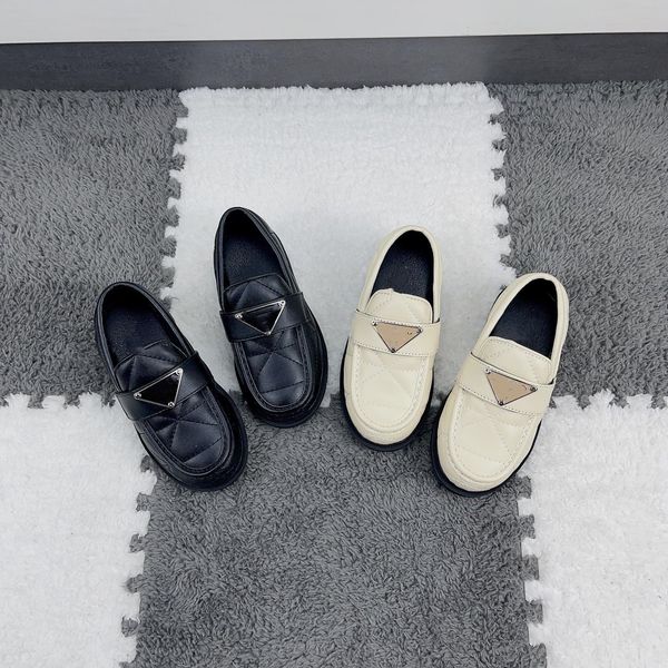 

designer shoes kids boys girls soft cowhide platform sneakers p triangle loafers rubber leather chunky round head baby toddlers sneaker thic