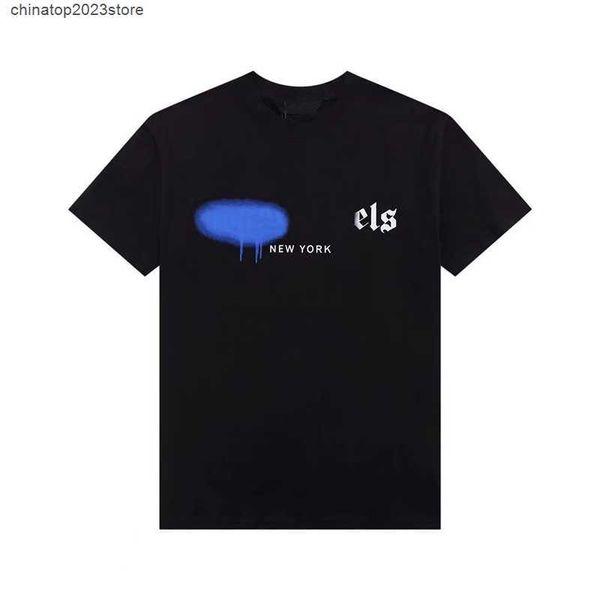 

men's t-shirts designer t shirt clothes palms women spray paint graffiti couple short sleeves street loose tide brand crew neck letter, White;black