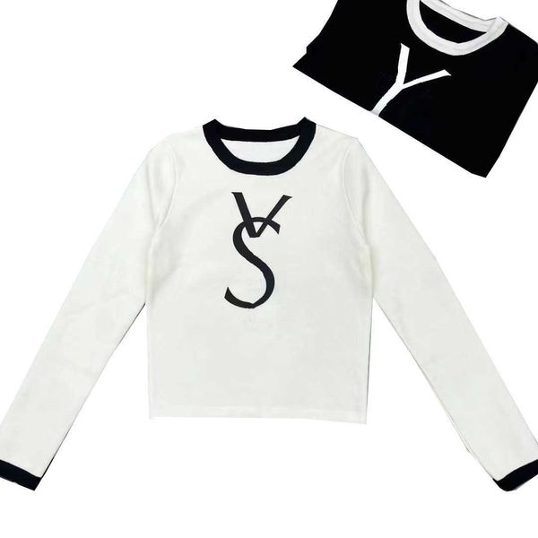 

designer women's knits classic black white letter sweater fashion long-sleeved crew neck pullover knitted top