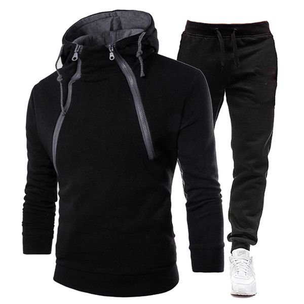 

men's tracksuits men's warm jogging set autumn winter zipper hoodie and sweatpants 2-piece casual hooded zipper sports tight 23040, Gray