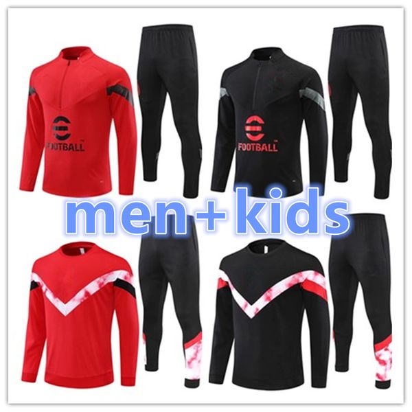 

2022 2023 ac milans tracksuit mens kids soccer jersey kit soccer sets 22 23 24 milans tuta football training suit tracksuits jacket chandal, Black