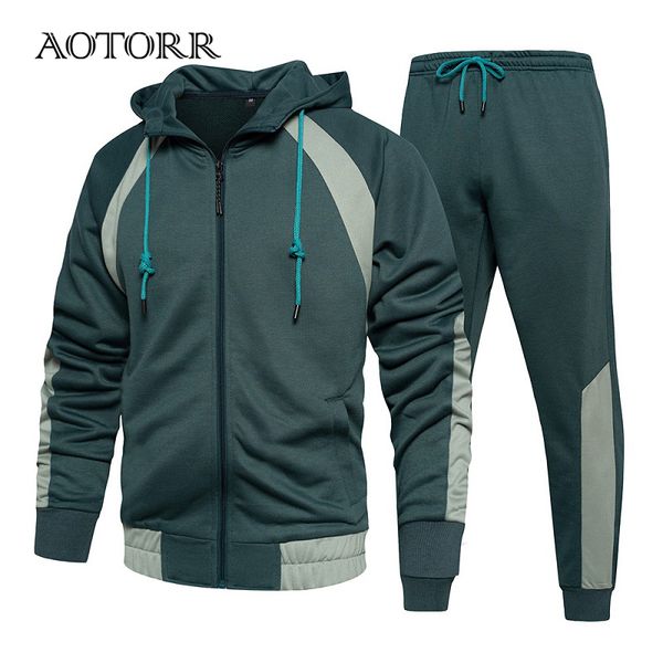 

men's tracksuits men's casual track and field wear sportswear hoodie and pants two-piece set men's fashionable jogging wear, Gray