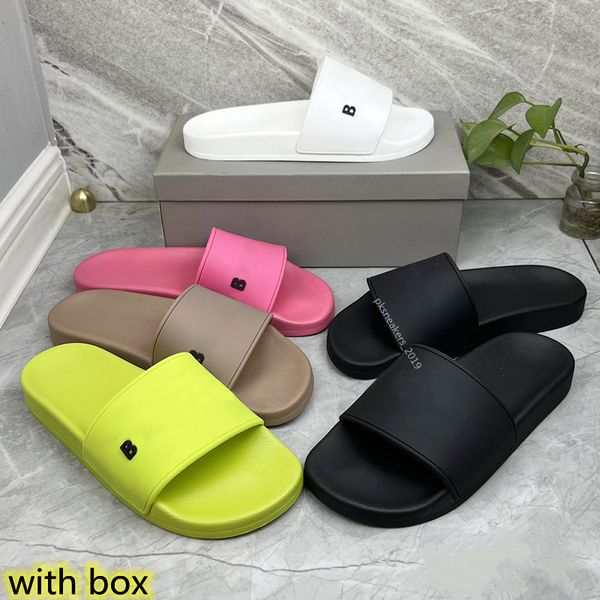 

2023 fashion slipper sliders paris slides sandals slippers for men women with original box designer beach flip flops, Black