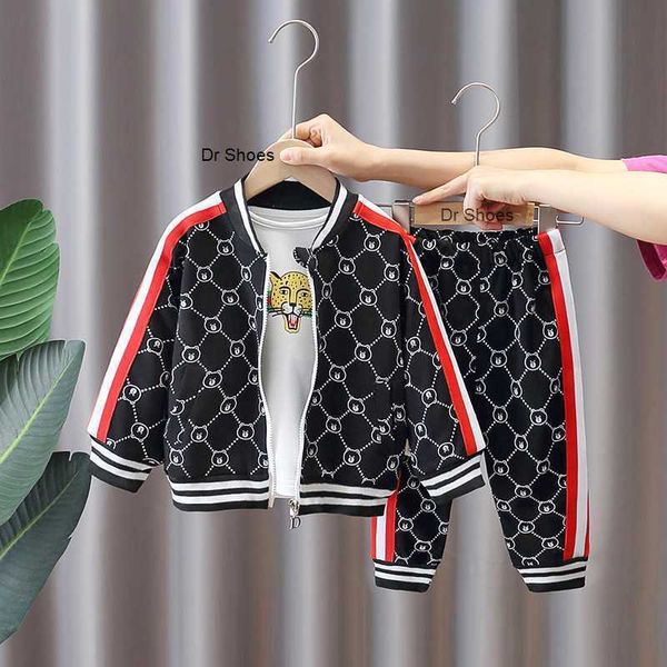 

spring children sport clothes set baby boys girls zipper jacket t shirt pants 3pcs/sets kids infant tracksuit, White