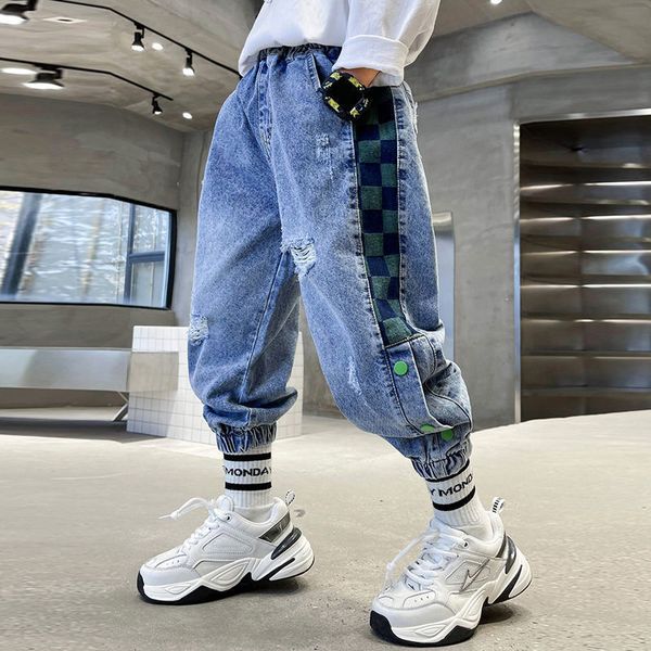 

jeans trendy jeans trousers boys' denim pants children's ultra-thin jeans children's straight jeans 5-13y spring and autumn 2, Blue