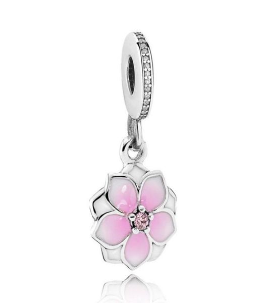 

pink painted flower dangle unique charm bead big hole fashion women jewelry european style for diy bracelet necklace7441349, Bronze;silver