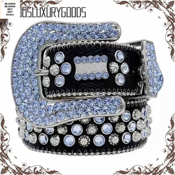 

2023 designer bb belt simon belts for men women shiny diamond belt black on black blue white multicolour1234588882, Silver