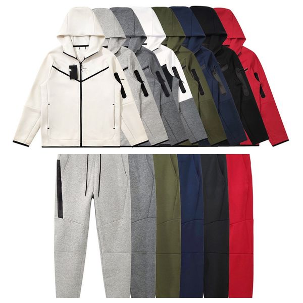 

designer men woman sport pants air layer cotton knitted hooded zipper sports casual jacket color matching sweatpants men tracksuit, Black