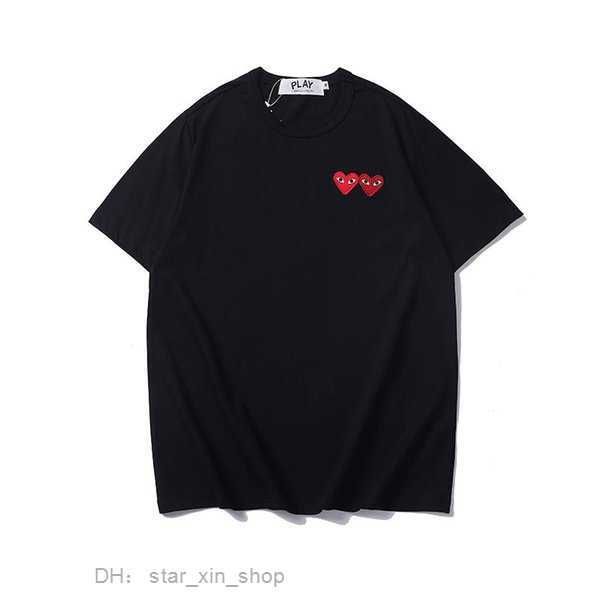 

t-shirts fashion mens plays cdg designer red hear commes casual women shirs badge high quanliy tshirs coon embroidery shor sleeve summer l1o, White;black