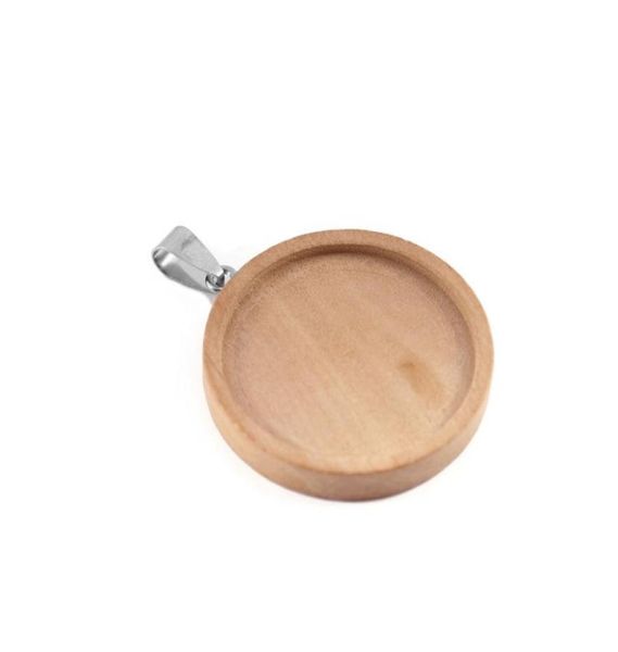 

10pcslot 25mm inner size wood and stainless steel hook classic simple style cabochon base setting charms pendant jewelry making 15646803, Slivery;crystal