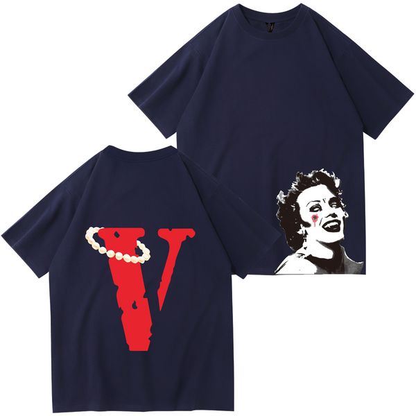 

vlone 2023 mens printed shirts men and women o-neck classic fashion trend for simple street brand short mens womens tees brand short sleeve, White;black