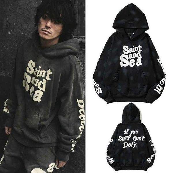 

saint co branded michael niche design foam letters fried street high-grade loose plush sweater, Black;brown