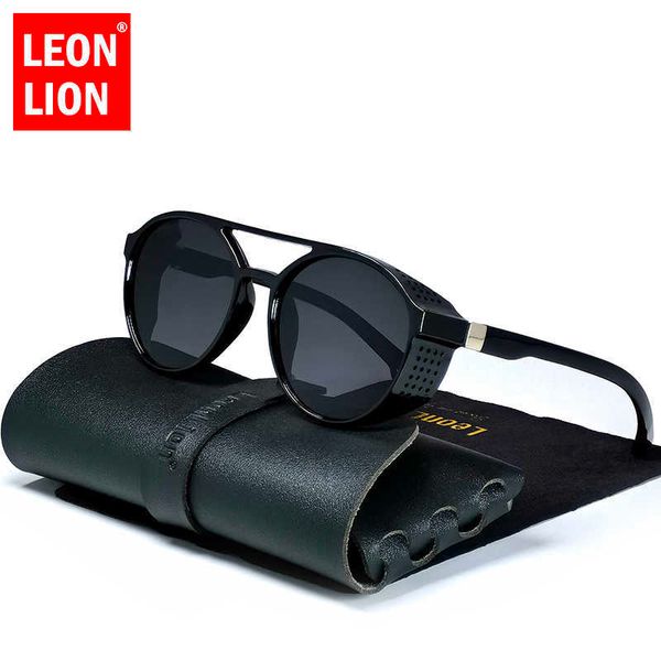 

sunglasses leonlion 2023 classic punk sunglasses men brand designer sunglasses men vintage glasses for men punk oculos de sol gafas uv400 p2, White;black