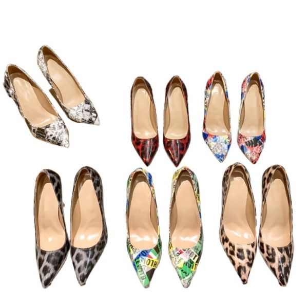 

new red pointed sandals women's luxury designer shoes leopard print platform shoes summer fashion high heels classic leather dress shoe, Black