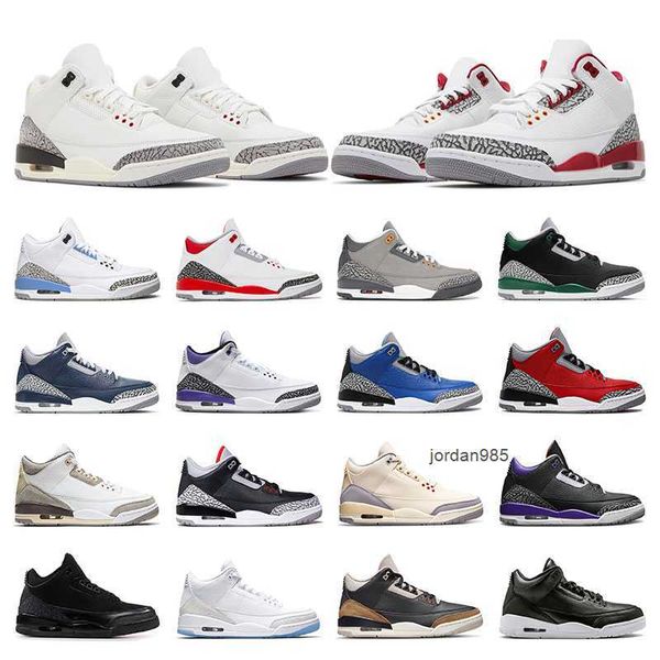 

men basketball shoes 3 3s sports running sneakers unc cardinal red dark iris white cement reimagined cool grey a ma maniere infrared womens, Black