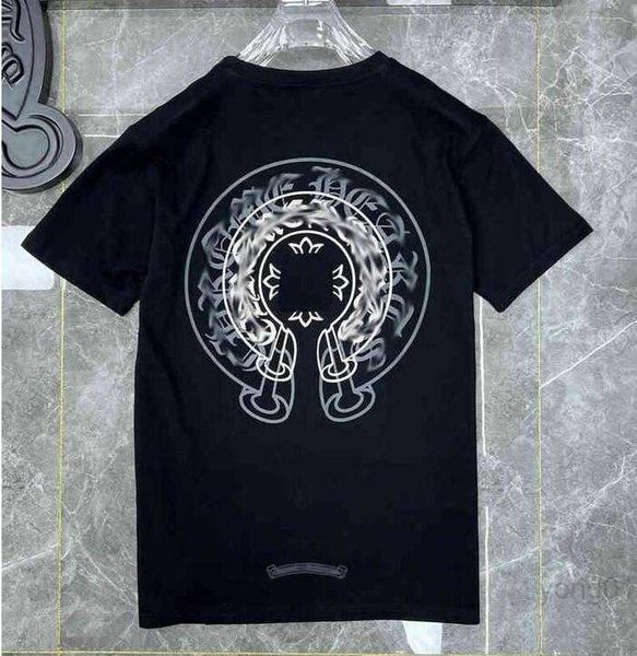 

fashion mens classic t shirts brand t-shirts ch white short sweater embossed letter horseshoe sanskrit cross pattern designers tees women ts, White;black