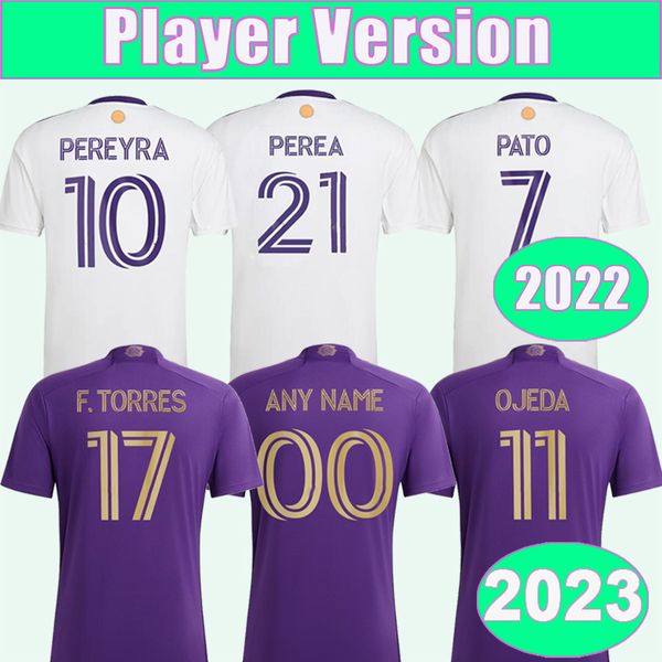 

22 23 orlando city sc pereyra soccer jerseys player version kara ruan jansson pato f. torres perea home away white football shirts, Black;yellow