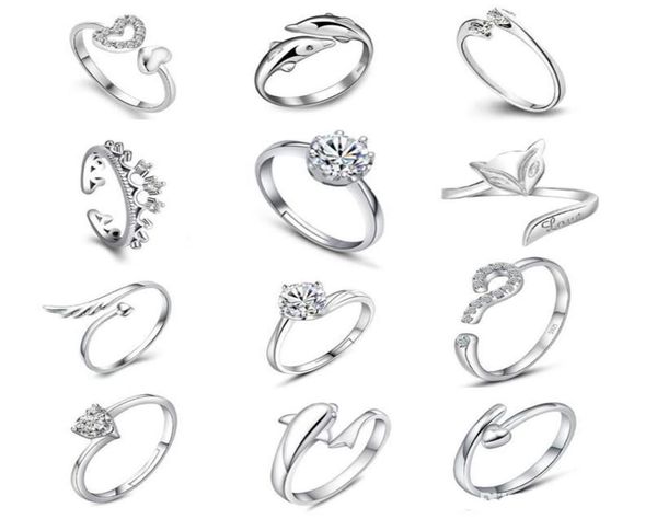 

925 sterling silver jewerly rings dolphins dragonfly wings of the angel love fox butterfly opening adjustable ring for women kka193356968