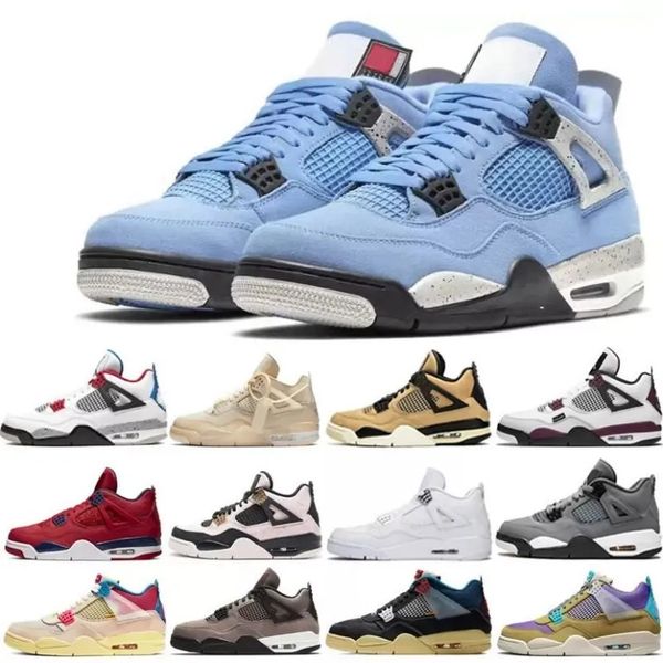 

4s 4 basketball shoes university blue white oero shimmer black cat lightning union noir fire red bred pure money metallic purple green mens