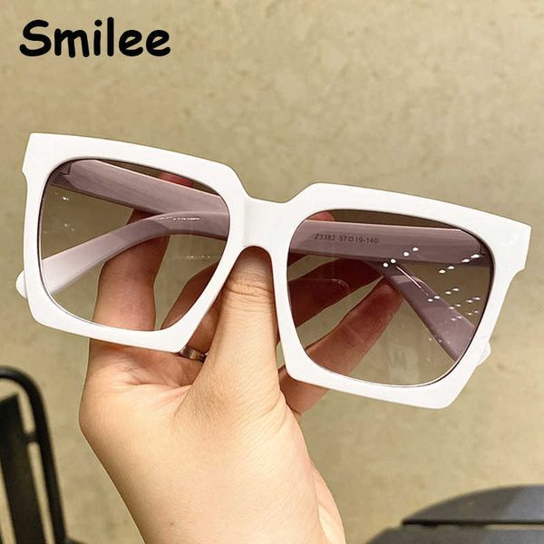 

sunglasses womens retro white square sunglasses 90s summer goggles gradient oversized glasses luxury brand shades for women oculos p230406, White;black