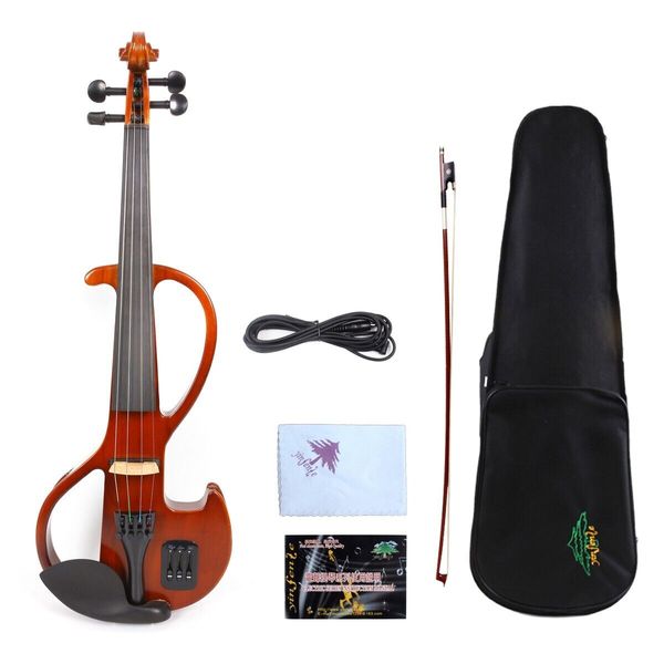 

brown electric violin 4/4 full size handmade sweet tone case ebony fittings