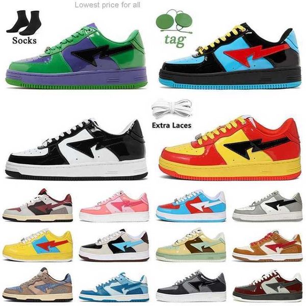 

stas sk8 sta designer casual shoes womens mens shoe patent leather black color camo combo pink abc camos blue grey orange green with socks s