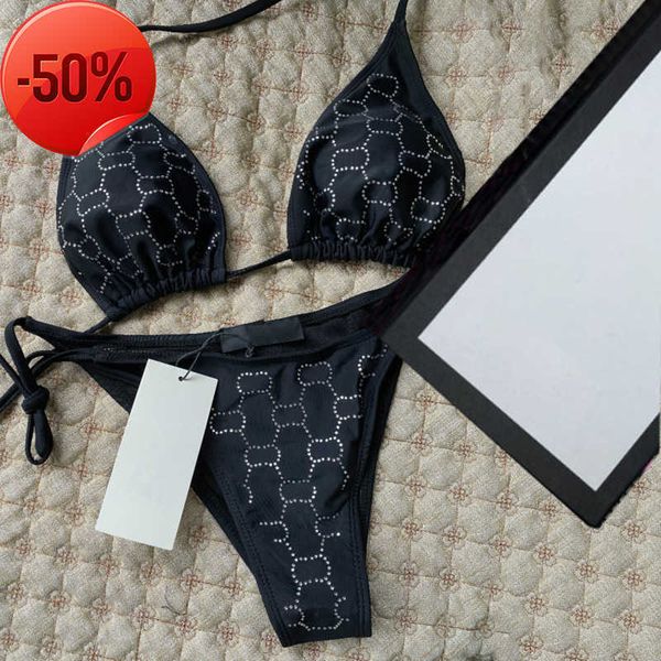 

designer bikinis woman two-piece bikini with letter swimsuits crystal summer swimwear beach luxury bathing suits three-point swimsuit 2023gh, White;black