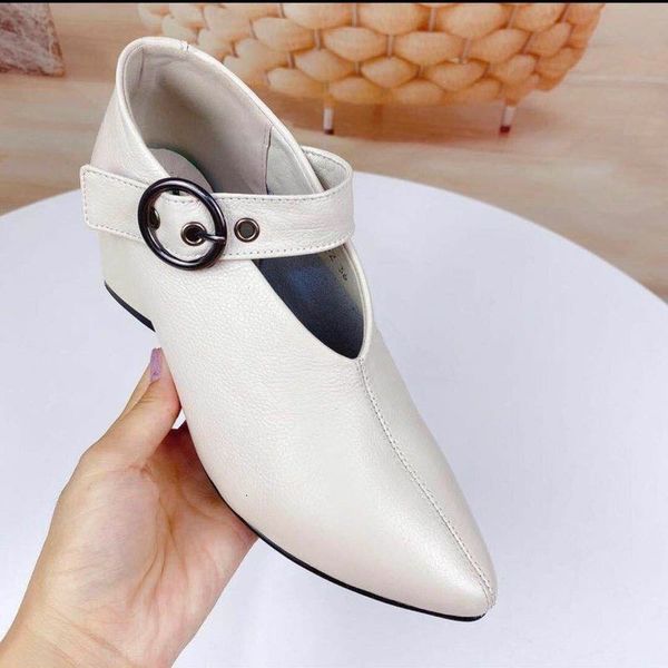

dress shoes summer solid color full matching high heel shoes women's buckle soft corner toe thick heel leather shoes women's 23040, Black