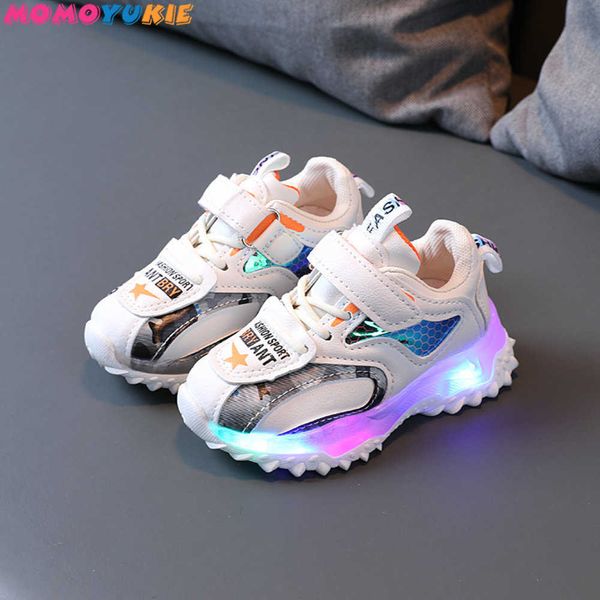

athletic outdoor autumn luminous kids casual led lights sport shoes for children breathable wear-resistant glowing running sneakers comforta, Black