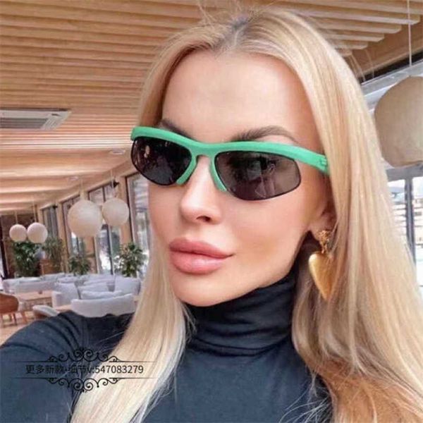 

2023 fashion designer new sunglasses ins net red same half frame cat eye female personality fashion green bv1114, White;black