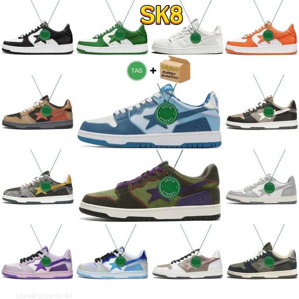 

with box bapestas casual shoes baped mens womens sk8 shoes a bapestars sta camo black white green red orange pink camouflage designer traine