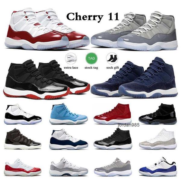 

basketball shoes 11s jumpman 11 mens sneakers cherry cool grey concord bred pure violet 25th anniversary prom night men women sports og desi, Black
