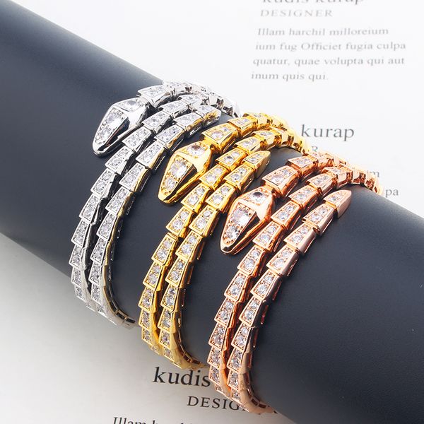 

silver gold diamond snake bangle bracelets for women men charm infinity tennis cuff bracelets luxury designer jewelry fashion party wedding, Black