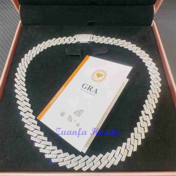 

zuanfa pass diamond tester vvs round moissanite chain 12mm hip hop iced out cuban link necklace, Silver