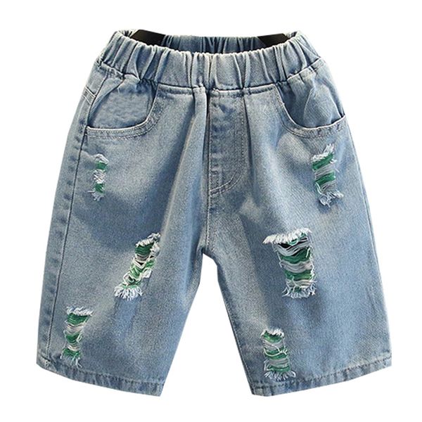 

jeans boys' torn jeans with large holes boys' jeans summer children's jeans casual style children's clothing 6 8 10 12 1, Blue