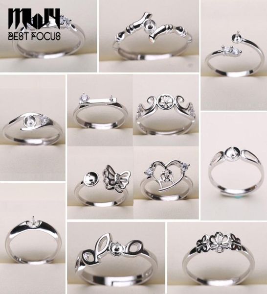 

pearl ring settings 925 sliver rings for women 20 styles mix diy rings adjustable size jewelry settings christmas gift statement j4941564, Slivery;crystal