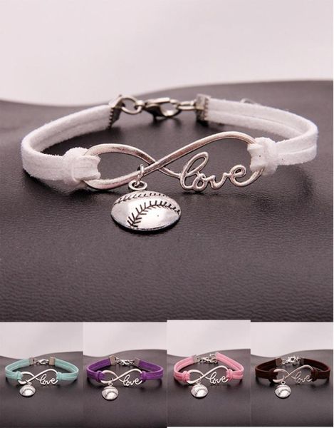 

fashion softball baseball charm bracelets for women mens ball sports lover love infinity velvet wrap bangle diy jewelry in bulk5331817, Golden;silver