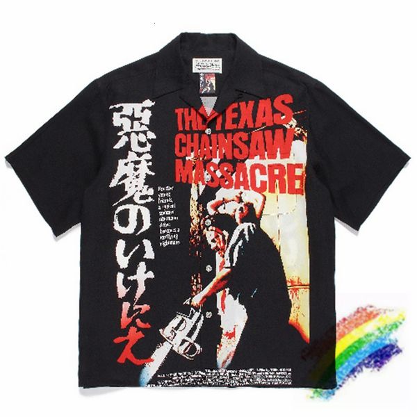 

men's casual shirts black wacko maria shirt men women quality shirts tees 230406, White;black